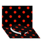 Polka Dots - Ferrari Red on Black Circle Bottom 3D Greeting Card (7x5)
