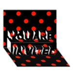 Polka Dots - Ferrari Red on Black YOU ARE INVITED 3D Greeting Card (7x5)