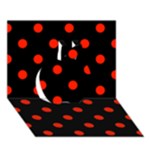 Polka Dots - Ferrari Red on Black Apple 3D Greeting Card (7x5)