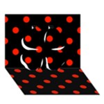 Polka Dots - Ferrari Red on Black Clover 3D Greeting Card (7x5)