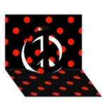 Polka Dots - Ferrari Red on Black Peace Sign 3D Greeting Card (7x5)
