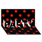 Polka Dots - Ferrari Red on Black PARTY 3D Greeting Card (8x4)