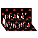 Polka Dots - Ferrari Red on Black Best Wish 3D Greeting Card (8x4)