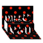 Polka Dots - Ferrari Red on Black Miss You 3D Greeting Card (7x5)