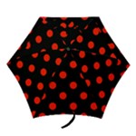 Polka Dots - Ferrari Red on Black Mini Umbrella