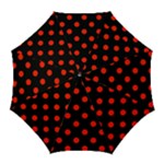 Polka Dots - Ferrari Red on Black Golf Umbrella