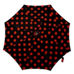 Polka Dots - Ferrari Red on Black Hook Handle Umbrella (Medium)