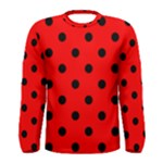 Polka Dots - Black on Red Men s Long Sleeve T-shirt