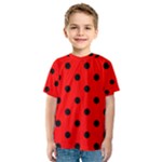 Polka Dots - Black on Red Kid s Sport Mesh Tee