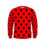 Polka Dots - Black on Red Kid s Sweatshirt