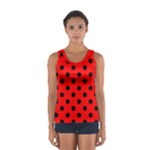 Polka Dots - Black on Red Women s Sport Tank Top
