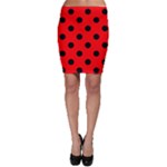 Polka Dots - Black on Red Bodycon Skirt