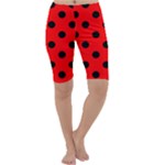 Polka Dots - Black on Red Cropped Leggings