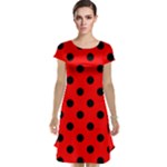 Polka Dots - Black on Red Cap Sleeve Nightdress