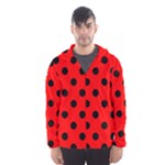 Polka Dots - Black on Red Hooded Wind Breaker (Men)