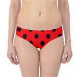 Polka Dots - Black on Red Hipster Bikini Bottoms