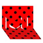 Polka Dots - Black on Red I Love You 3D Greeting Card (7x5)