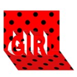 Polka Dots - Black on Red GIRL 3D Greeting Card (7x5)