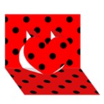Polka Dots - Black on Red Heart 3D Greeting Card (7x5)