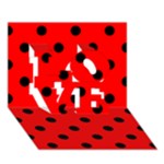 Polka Dots - Black on Red LOVE 3D Greeting Card (7x5)