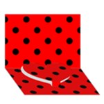 Polka Dots - Black on Red Heart Bottom 3D Greeting Card (7x5)