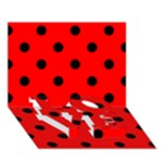 Polka Dots - Black on Red LOVE Bottom 3D Greeting Card (7x5)