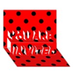 Polka Dots - Black on Red YOU ARE INVITED 3D Greeting Card (7x5)