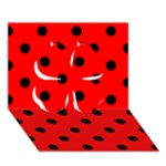 Polka Dots - Black on Red Clover 3D Greeting Card (7x5)