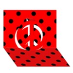 Polka Dots - Black on Red Peace Sign 3D Greeting Card (7x5)