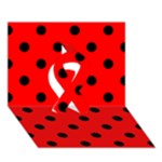 Polka Dots - Black on Red Ribbon 3D Greeting Card (7x5)
