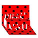 Polka Dots - Black on Red Miss You 3D Greeting Card (7x5)
