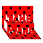 Polka Dots - Black on Red TAKE CARE 3D Greeting Card (7x5)