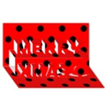 Polka Dots - Black on Red Merry Xmas 3D Greeting Card (8x4)