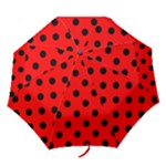 Polka Dots - Black on Red Folding Umbrella