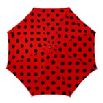 Polka Dots - Black on Red Golf Umbrella
