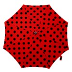 Polka Dots - Black on Red Hook Handle Umbrella (Small)