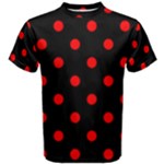 Polka Dots - Red on Black Men s Cotton Tee