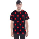 Polka Dots - Red on Black Men s Sport Mesh Tee