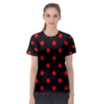 Polka Dots - Red on Black Women s Sport Mesh Tee