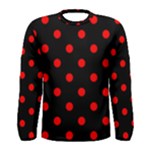 Polka Dots - Red on Black Men s Long Sleeve T-shirt