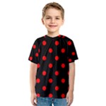 Polka Dots - Red on Black Kid s Sport Mesh Tee