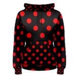 Polka Dots - Red on Black Women s Pullover Hoodie