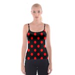 Polka Dots - Red on Black Spaghetti Strap Top