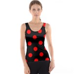 Polka Dots - Red on Black Tank Top