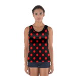 Polka Dots - Red on Black Women s Sport Tank Top