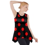 Polka Dots - Red on Black Side Drop Tank Tunic