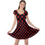 Polka Dots - Red on Black Cap Sleeve Dress
