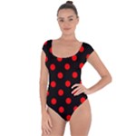 Polka Dots - Red on Black Short Sleeve Leotard (Ladies)