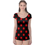 Polka Dots - Red on Black Boyleg Leotard (Ladies)