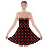 Polka Dots - Red on Black Strapless Bra Top Dress